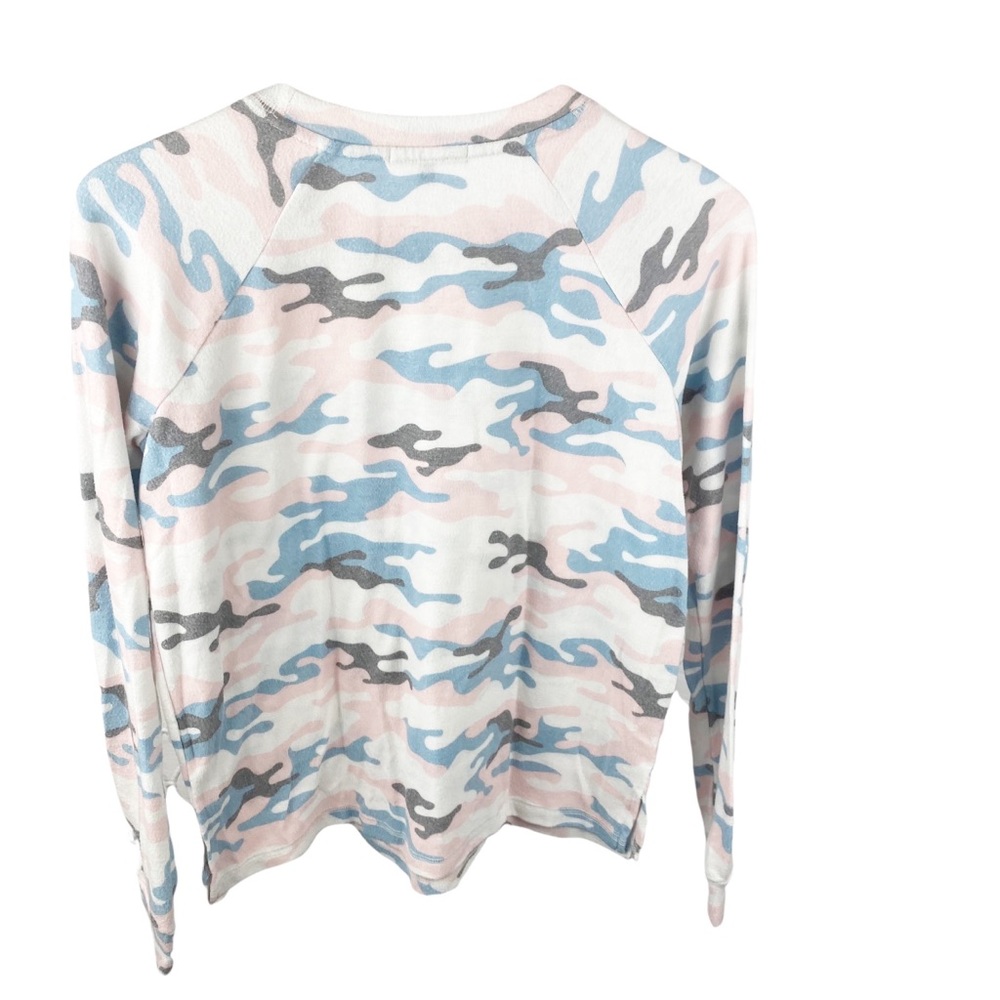 PJ Salvage Pink Blue Ivory Camo Camoflauge Top Sweatshirt Size Small - Picture 3 of 5
